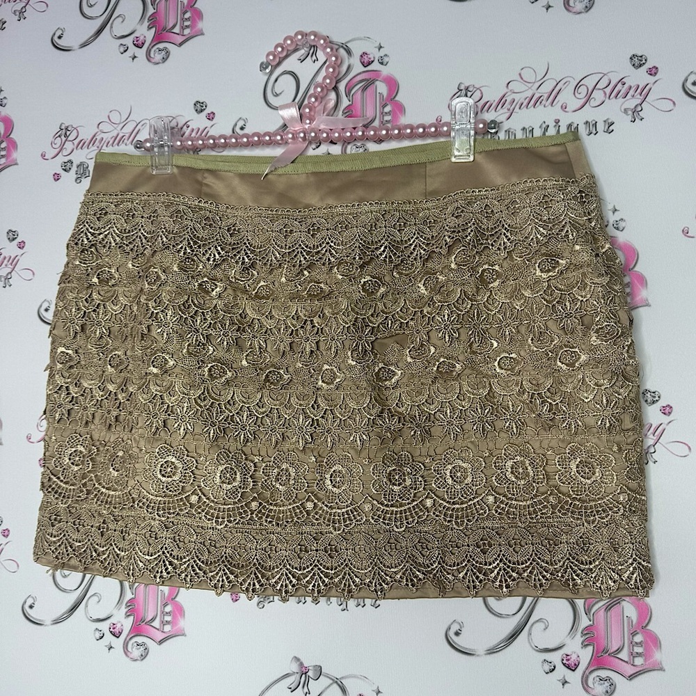 Sans souci skirt crochet lace boho theme cream beige tan knit pattern luxe